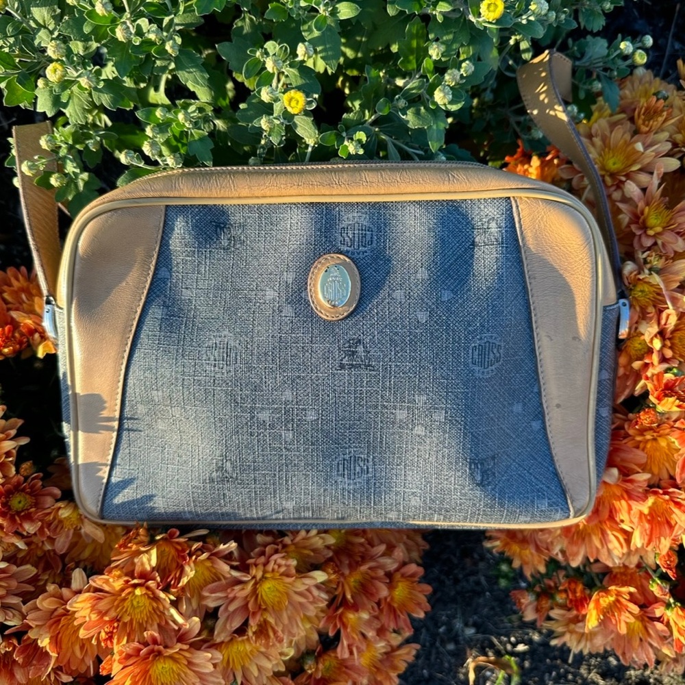 Mark Cross RARE Vintage Luxury Treated Canvas & Leather Crossbody